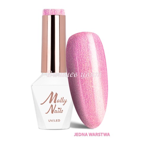 Molly Nails 328 La Vie en Rouge Angel's Sparkle LED/UV HEMA/Di-HEMA Free - Гел лак 8g.